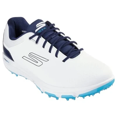 Image of Skechers Mens Go Golf Pro 6 Shoes White/Navy/Blue UK 9