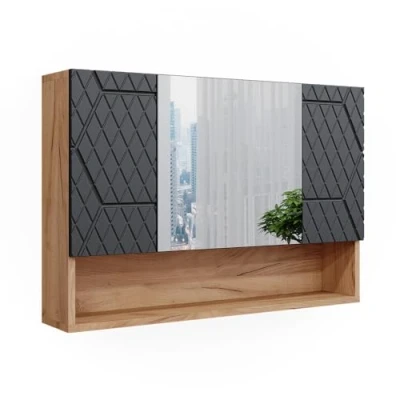 Image of Vicco Bathroom mirror cabinet Irma, Gold power oak/Anthracite, 80.1 x 55 cm