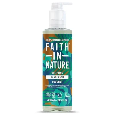 Image of Faith In Nature Organic Coconut Liquid Hand Wash, Uplifting, Vegan and Cruelty Free, No SLS or Parabens, 400 ml