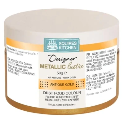 Image of Squires Kitchen Designer Antique Gold Metallic Lustre Dust 50g