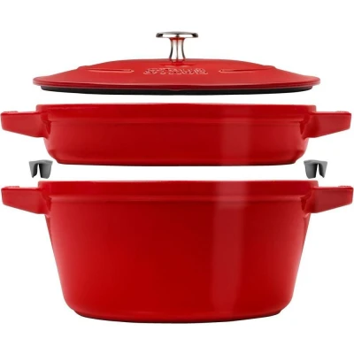 Image of STAUB La Cocotte Cooking Pot Set, 2 Pieces, Round, Cast Iron, Black