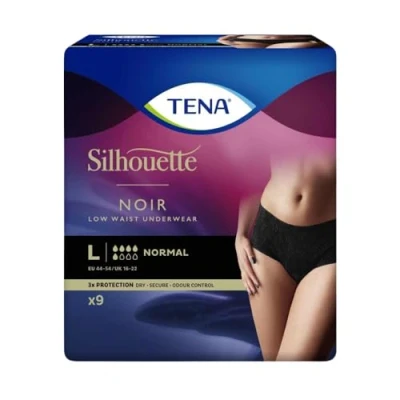 Image of TENA Silhouette Normal Low Waist Noir Large Black 6 Packs of 9 Incontinence Pants