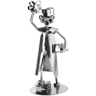 Image of BRUBAKER Screw Man Graduation Bachelor Master Handmade Iron Figure Metal Examination Gift Idea for Students