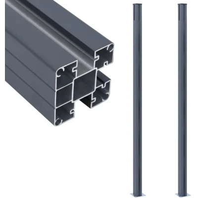 Image of vidaXL Fence Posts 2 pcs Dark Grey 185 cm Aluminium