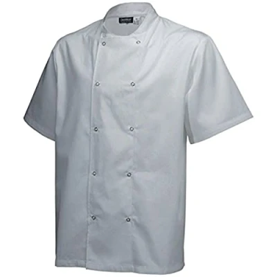 Image of Genware NEV NJ18 XL Basic Stud Jacket, Short Sleeve, X Large, White