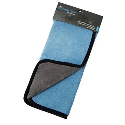 Image of JVL Car Bike Care Cleaning Range Luxury Microfibre Cloth, Teal and Grey, 40 x 0.5 30 cm