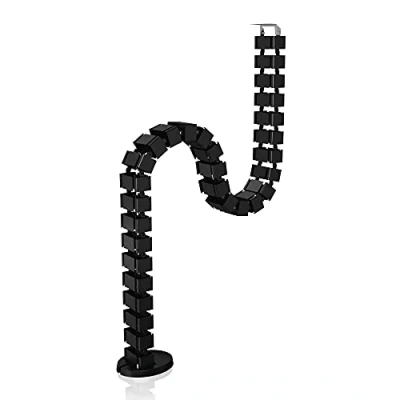 Image of ICY BOX IB MSA104 CM Cable Management, Flexible Swivel System up to 1.24 m Length, Modular, Screwable, Weighted Base, 4 Chambers, Plastic, Black