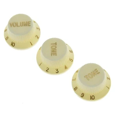 Image of KAISH Set of 3 Parchment ST Strat Style Guitar Knob Volume Tone Knobs