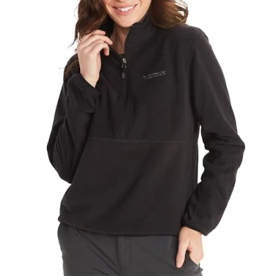 Image of Marmot Women&#039;s Wm&#039;s Rocklin 1/2 Zip, Warm Fleece Jacket, Half Zip Breathable, Wind Resistant Body Warmer, Black, L