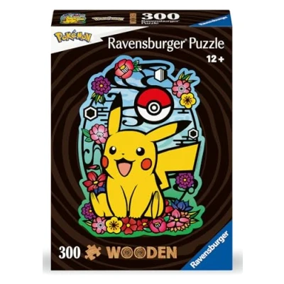 Image of Ravensburger Pokemon Pikachu Shaped 300 Piece Wooden Puzzles for Adults and Kids Age 12 Years Up, Yellow