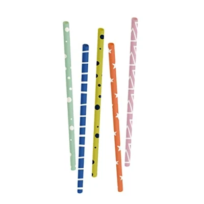 Image of Folat 62839 Paper Straws FSC 20 cm Pack of Multi Coloured
