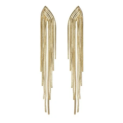 Image of Gold Plated drop Dangle Clip On Earrings With Long Strands Bracha G