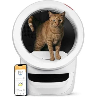 Image of Litter Robot 4 with Step &amp; Fence by Whisker (White) Automatic, Self Cleaning Cat Box, WiFi Enabled, Works Any Clumping Litter, Complimentary 2 Year WhiskerCare Warranty