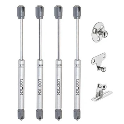 Image of LOOTICH 80N Automatic Lid Stay Support Kitchen Cabinet Cupboard Door Toy Box Hydraulic Spring Gas Strut Piston Soft Opening Hinges for Flap Fittings Pack of 4