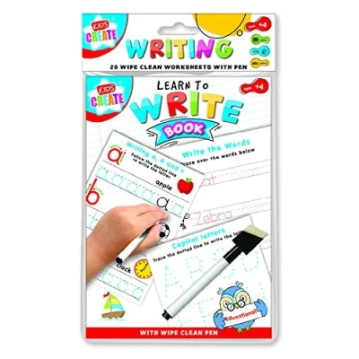 Image of Kids Create A5 Writing Workbook Sheets ABC Alphabet Letters, Wipe Clean for Ages 4+