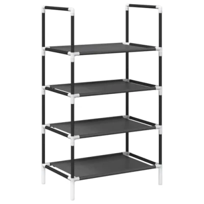 Image of vidaXL Shoe Rack 4 Tier Black 44x28x77 cm Fabric/Steel Multifunctional Storage