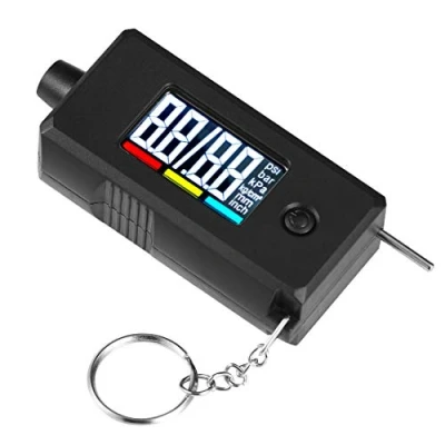 Image of CZC AUTO Digital Tyre Pressure Gauge Tread Depth 2 in 1 Accurate Checker with Large Backlight LCD Display &amp; Key Ring for Car Truck Bike Motorcycle, up to 100 PSI 15mm