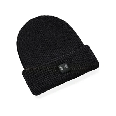Image of Under Armour Men&#039;s Halftime Ribbed Beanie Hat, (001) Black / Jet Gray, One Size