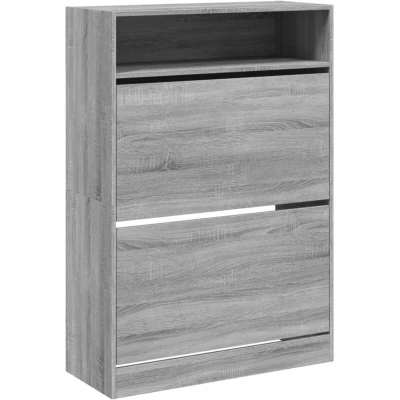 Image of vidaXL Shoe Cabinet with 2 Flip Drawers Grey Sonoma 80x34x116 cm