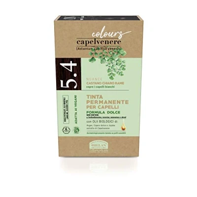 Image of Helan Capelvenere Colours Copper Brown Hair Dye Permanent, Gentle Formula 5.4N Light Natural Easy to Use, Odourless, Excellent Coverage Ammonia and Alcohol Free Colour