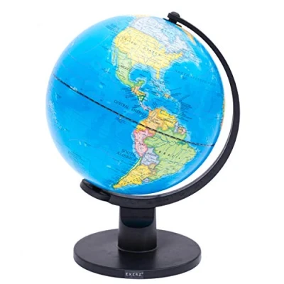 Image of Exerz 25cm World Globe Educational, Political Map Swivel Rotating Desk Earth Geography Learning Home School Office Diameter