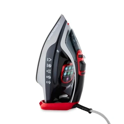 Image of Morphy Richards Power Steam Elite LED Iron, Ceramic Soleplate, 35g/min Output, Vertical Steam, Self Clean, Anti Drip, Digital Controls, 3m Cord, 3000W, Grey/Black/Red, 302012