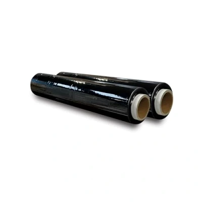 Image of StockStore® 2 Rolls Black Pallet Wrap Standard Core 400mm x 150m 20mu Tear Proof Stretch Shrink Film Water &amp; Moisture