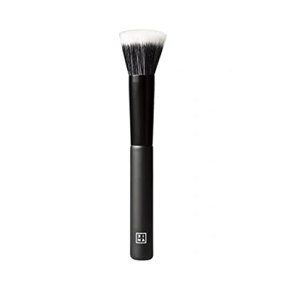 Image of 3INA Makeup Vegan Cruelty Free The Foundation Finish Brush Black For Cream Or Powder Soft And Compact Synthetic Bristles Ergonomic Handle Flat Tip Easy to Clean