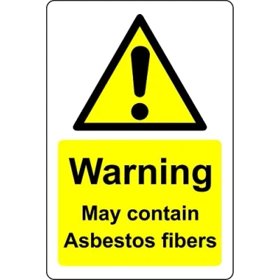 Image of Warning may contain asbestos fibres Safety sign Self adhesive sticker (150mm x 100mm)