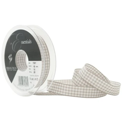 Image of Berisfords 7391 ST 15 mm Gingham Ribbon, Steel