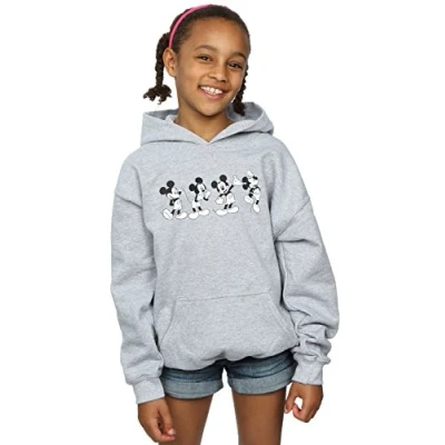 Image of Disney Girls Mickey Mouse Four Emotions Hoodie Sport Grey 12 13 Years