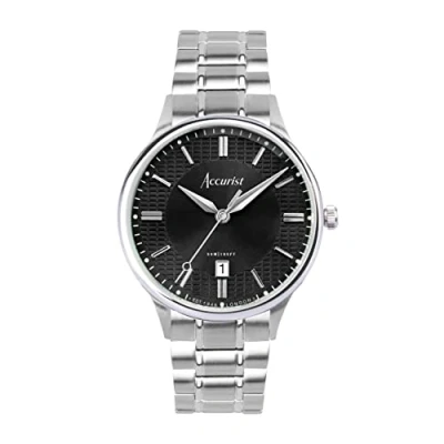 Image of Accurist Mens Classic 37mm Quartz Watch in Black with Analogue Display, and Stainless Steel Bracelet 73006