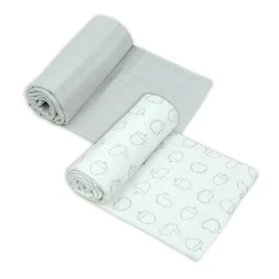 Image of MuslinZ Baby Muslin Squares, Soft, Breathable and Absorbent Newborn Receiving Blanket, Swaddles XL 100x90cms 100% Cotton (2 Pack) (Woodland)