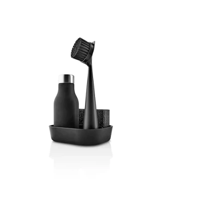 Image of EVA SOLO Dishwashing Set Soap Dish, Liquid Dispenser, Dish Brush &amp; Sponge Washing Accessories Black
