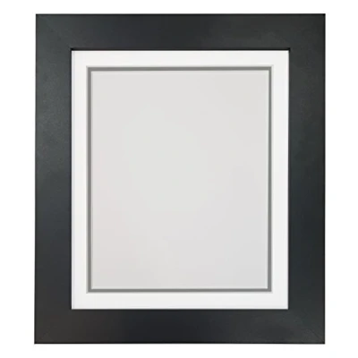 Image of Metro Black Photo Picture Poster Frame with Double White on Dark Grey Mount 50 x 40 cm for Image Size 30