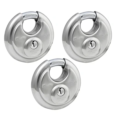 Image of Master Lock 40TRI Shrouded Stainless Steel Disk Padlock with 2 3/4&quot; Wide Body (Pack of 3)