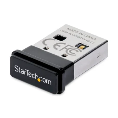 Image of StarTech USB BLUETOOTH 5.0 Adapter, Dongle for PC/Computer/Laptop/Keyboard/Mouse, BT Adapter Headsets, Mini Receiver, Windows/Linux (USBA V5 C2), Black