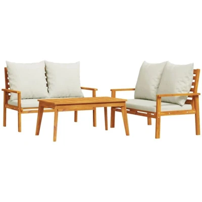 Image of vidaXL 3 Piece Garden Lounge Set with Cushions Solid Wood Acacia