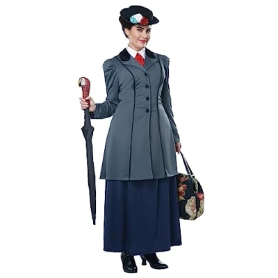 Image of California Costumes Women&#039;s English Nanny Adult Plus Costume Size, Gray, 3X