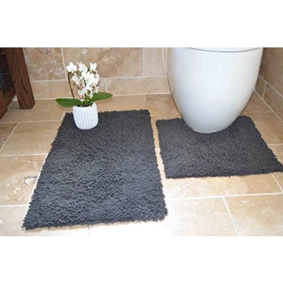 Image of Rapport Cotton Twist Bath and Pedestal Mat Set, Cotton, Grey