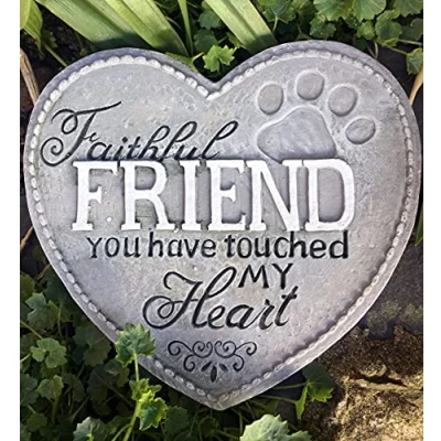 Image of &quot;Faithful Friend&quot; Pet/Dog Heart Quote Garden Memorial Grave Remembrance Stone Plaque 16cm