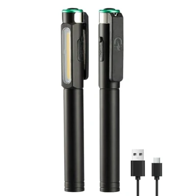 Image of KOOLITE 3 Way Rechargeable Work Light, COB Inspection Lamps with Magnetic Clip, Pocket Pen Torch LED Super Bright Battery Powered, IK07 Aluminum Flashlight for Car Repair Camping
