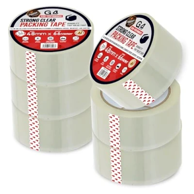 Image of G4GADGET 6 Pack of 66 Meter Clear Box Packing Tape Strong Quality 48mm x 66m