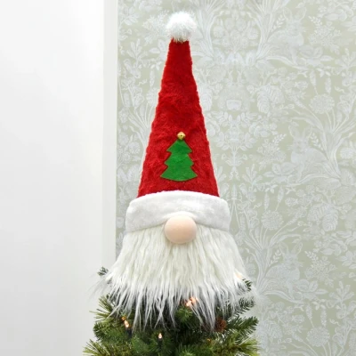 Image of Christmas Tree Topper Cone Head Novelty Character Fleece Knit Fabrics 48cm Santa