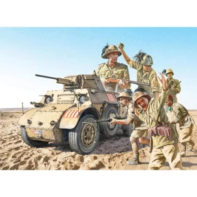 Image of Italeri 6591 1:35 AB 41 with Bersaglieri Italian Infantry Model Building Kit, Standing Making, Crafts, Hobby, Gluing, Plastic Detailed, Unpainted