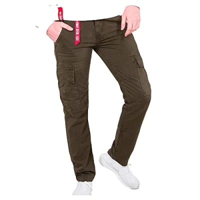 Image of Alpha Industries Men&#039;s Agent Casual Trousers Pants, Black Olive, 32