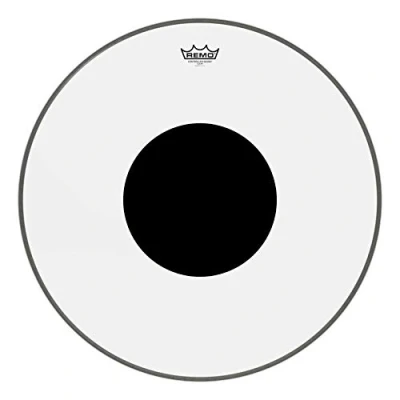 Image of Remo Controlled Sound Clear Black DotTM Drumhead sound, transparent, black, dot bass 24&quot; transparent