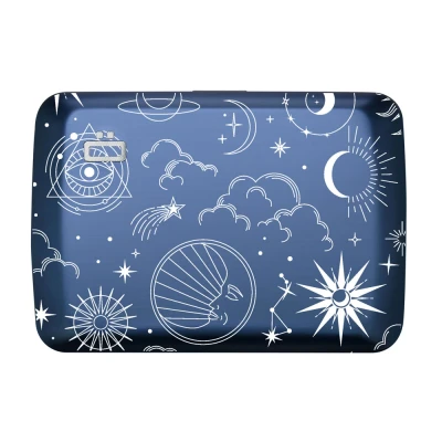 Image of ÖGON Aluminium Wallet Smart case V2 Metal Lock Water Resistant Card Holder RFID Protection Up to 10 Cards, Receipts and Bills (Laser Engraved Astral)