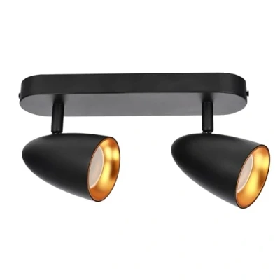 Image of EDO OVO 2 Black Gold LED Ceiling lamp IP20 GU10 Light, Rotating Reflector, Spotlight, 230V lamp, for Living Room, Goldring EDO777239