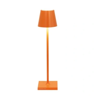 Image of Zafferano, Poldina Micro Lamp, Rechargeable Cordless Table Lamp with Touch Controls, Suitable for Interior and Outdoor, Dimmer, 2200 3000 K, Height 27.5 cm, Orange Colour
